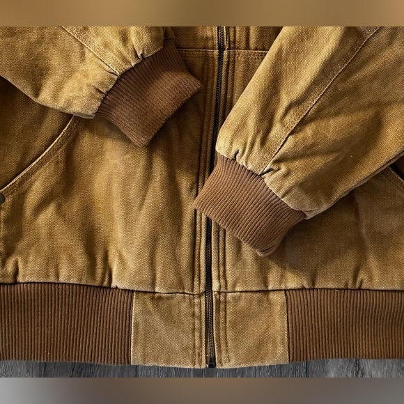 GH Bass & Co Jacket Mens LRG Sherpa Lined Brown Duck Canvas Hooded Coat Workwear - Picture 4 of 15